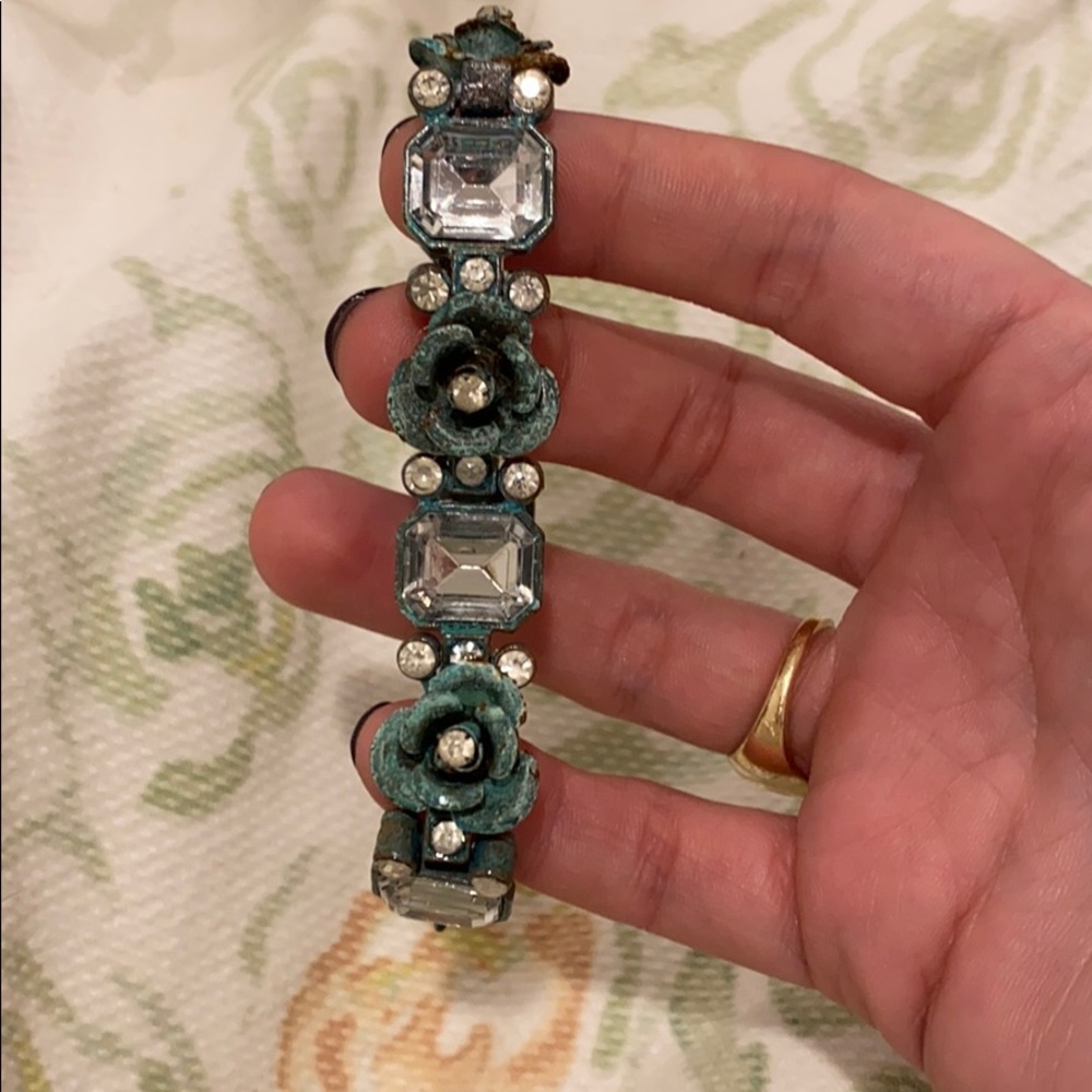 Von Maur oxidized iron rose and crystal bracelet